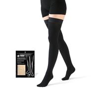 VARCOH - Bas de Contention à Bout 20-30 mmHg Pour Cuisses,Bas de Contention Femme Soulagement et Soutien de Haute Qualité Pour vos Jambes (Black,3XL)