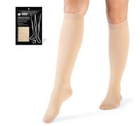 VARCOH Bas de Contention Femme, Chaussettes de Contention Femme Taille Plus 20-30 mmHg, Meilleures Pour Améliorer Les Veines Variqueuses, Circulation du Sang Dans Les Jambes (Beige,L)