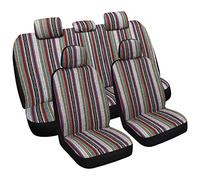 VarCozy Baja - Ensemble Complet de Housses de siège Avant et Banquette arrière séparée, pour berline, VUS, Camion, Housse de siège Automobile tissée à Rayures, Respirante, Compatible avec airbag