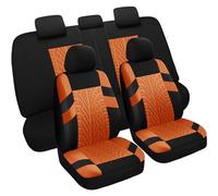 VarCozy Ensemble Complet de Housses de siège Avant et arrière divisées pour Voiture, Tissu Universel pour SUV, berline, camionnette, Compatible avec airbag - Noir et Orange