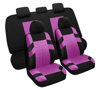 VarCozy Ensemble Complet de Housses de siège Avant et Banquette arrière divisée pour Voiture, Tissu Universel, SUV, berline, Van, Housses intérieures de Voiture, compatibles avec airbag, Noir et