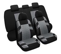 VarCozy Ensemble Complet de Housses de siège Avant et Banquette arrière séparée, Housses universelles en Tissu pour SUV, berline, camionnette, compatibles avec airbag - Noir et Gris
