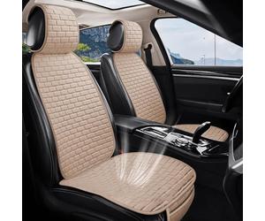 VarCozy Paire de Housses de siège Avant en Lin Respirant avec Protection antidérapante pour Toutes Les Saisons - Housses de siège Avant universelles pour Voitures, SUV, camions