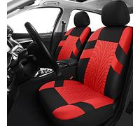 VarCozy Paire de Housses de siège Avant universelles en Tissu Respirant et Lavable pour VUS, berline, camionnette, compatibles avec airbag - Noir et Rouge