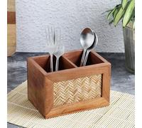 VarEesha Porte-cuillère/couverts/cuisine fait main en bois d'acacia Chatai