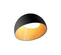 VARENCOK Modern Dome Flush Mount Ceiling Light Round Low Profile Wood Grain Interior Ceiling Fixture 13.78" Diameter Black/White for Bedroom Living Room Dining Room Hallway(Black warm light,50cm)