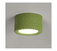 VARENCOK Modern LED Flush Mount Ceiling Light 5.5" Resin Embossed Round Design Acrylic Hand-Painted Drum Fixture Nordic Small Decorative Ceiling Lamp for Bedroom Hallway(Retro green)