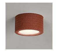 VARENCOK Modern LED Flush Mount Ceiling Light 5.5" Resin Embossed Round Design Acrylic Hand-Painted Drum Fixture Nordic Small Decorative Ceiling Lamp for Bedroom Hallway(Brick red)
