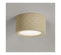 VARENCOK Modern LED Flush Mount Ceiling Light 5.5" Resin Embossed Round Design Acrylic Hand-Painted Drum Fixture Nordic Small Decorative Ceiling Lamp for Bedroom Hallway(Milk coffee color)