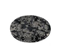 Vargottam Coussin de Sol - Pouf Rond en Coton à mémoire de Forme de 55 cm, Coussin de Sol capitonné pour la méditation et la décoration intérieure - Noir Garden Sketch