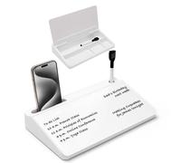 Varhomax Glass Desk Buddy Tableau blanc avec rangement, petit tableau blanc effaçable à sec pour bureau, école et fournitures de bureau à domicile (blanc)