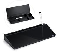 Varhomax Tableau blanc de bureau avec rangement, tableau blanc en verre effaçable à sec, liste de choses à faire pour la maison, le bureau et les fournitures scolaires (noir)