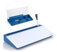 Varhomax Tableau blanc de bureau en verre avec rangement, organiseur de bureau effaçable à sec, tableau blanc pour liste de choses à faire pour la maison, le bureau et les fournitures scolaires (bleu)