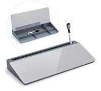 Varhomax Tableau blanc de bureau en verre avec rangement, organiseur de bureau, liste de tâches, bloc-notes, bloc-notes, tableau blanc effaçable à sec pour la maison, le bureau et les fournitures