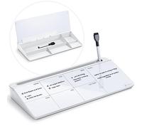 Varhomax Tableau blanc en verre hebdomadaire effaçable à sec pour bureau, tableau blanc pour planificateur de liste de tâches avec bac de rangement, pour la maison et le bureau, blanc