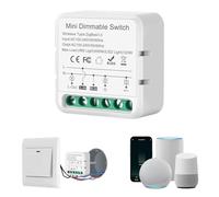 Variateur De Lumiere Zigbee 3.0, Interrupteur Variateur de Lumière, Variateur Led Dimmable Compatible avec Alexa, Taya,Smart Life, Fil neutre requis, Commutateurs intégrés,100-240V