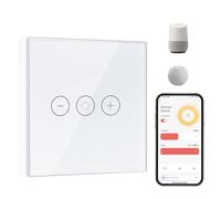 Variateur d'éclairage Wi-Fi intelligent à écran tactile en verre, variateur led encastrable, 100~240 V, 2,4 GHz, compatible avec SmartLife, Alexa et Tuya ~ Fil neutre requis, blanc