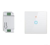 Variateur d'intensité intelligent sans fil avec panneau tactile - Télécommande RF433 pour domotique, pas de câblage nécessaire, compatible avec LED et halogène jusqu'à 1000 W, blanc (A)