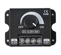 Variateur d'intensité LED monochrome 12 V 24 V 30 A, bouton contrôleur de luminosité avec boîtier en aluminium, pour interrupteur PWM pour applications de bande lumineuse, noir