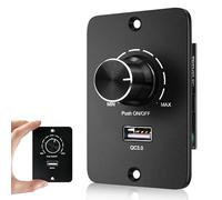 Variateur d'intensité LED PWM 12-24 V DC 12-24 V 5 A 3 fils avec charge rapide USB QC 3.0 pour camping-car, bateau, camion, lampe à intensité variable, bande LED unie et ampoule halogène