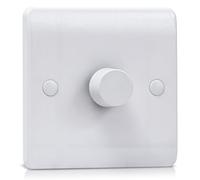 Variateur d'intensité universel LED, 1 interrupteur 2 voies (3-100 W), marche/arrêt rotatif, compatible LED/halogènes/incandescents, design moulé