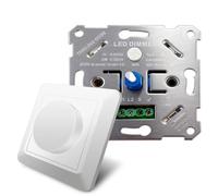 Variateur LED 3-250 W avec variateur rotatif pour lampes LED à intensité variable et halogène 5-200 W - Variateur LED universel - Avec couvercle blanc