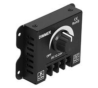 Variateur LED de Couleur Unique avec Bouton de Réglage de la luminosité, Fonction de Mémoire Manuelle, Large Plage de Gradation, PWM, Coque en Aluminium, DC 12,24 V 30 A Réglable