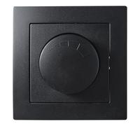 Variateur LED rotatif pour transformateurs électroniques | FLAIR | 250 V / 300 W avec cadre simple, fonction mémoire, noir mat