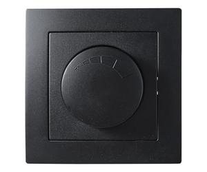 Variateur LED rotatif pour transformateurs électroniques | FLAIR | 250 V / 300 W avec cadre simple, fonction mémoire, noir mat