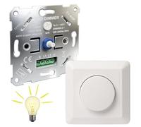 Variateur LED, Variateu-r avec bouton, 5-400 Watts, Inclus Plaque Blanche, Variateur Universel LED, Interrupteur Variateur