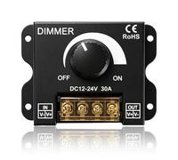 Variateur Lumiere LED 12V 24V avec Bouton Rotatif pour Bande LED Monochrome | Dimmer LED Light Band, Controle Intensite Reglable 0% A 100%, Boitier Aluminium, pour LED 5050 3528 5630 Installation Facile