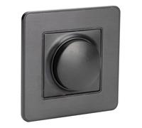 Variateur rotatif complet compatible LED 16A - métal Noir brossé - Kouro - Zenitech