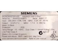Variateur SIEMENS 6SE6420-2AB12-5AA1