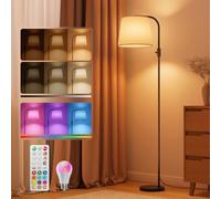 VARICART Lampadaire Arc LED Salon, Abat-Jour en Lin Orientable 350°