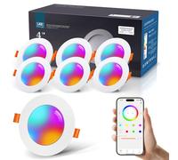 VARICART Lot de 6 spots LED intelligents pour plafond Alexa, 10 W Bluetooth RVB à changement de couleur 2700 K-6000 K, plafonnier encastré à intensité variable, contrôle par application pour salon