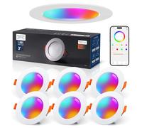 VARICART Spot LED Encastrable Dimmable Led Alexa, 6 x 10W RGB Smart Bluetooth Spot Plafond Encastrés Multicouleurs 2700K-6000K 1000 Lumen, Spot Connecté pour de Nombreuses Scènes, Contrôle APP