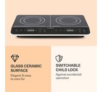 Plaque induction portable 2 feux - Klarstein - 3500 W - minuterie - plaque de cuisson électrique - plaque vitroceramique - noir