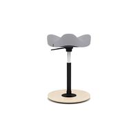 Varier Move Natur/Gris Tonal Tabouret debout ergonomique réglable en hauteur, fauteuil debout actif et bureau avec base en bois et assise en mousse moulée - 10 ans de qualité