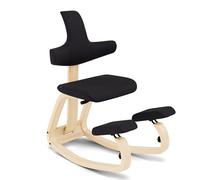 Varier Thatsit Naturel/Noir Chaise Ergonomique à Genoux Réglable avec Dossier et Structure en Hêtre pour Posture Active - Garantie Qualité 10 Ans