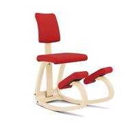 Varier Variable Plus Chaise Ergonomique à Genoux avec Dossier Naturel/Rouge - Chaise de Bureau Design Favorisant Le Mouvement, Posture Active et Confort - Garantie Qualité 10 Ans