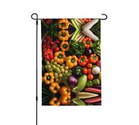 Variété de légumes frais fruits décoratif double face drapeau de cour 71 x 102 cm, bannière d'extérieur toutes saisons pour porche, terrasse, jardin