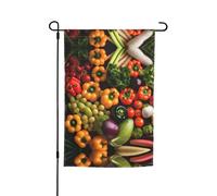 Variété de légumes frais fruits imprimé drapeau de jardin pelouse villa drapeau décoratif pour extérieur cour maison extérieur patio pelouse décoration