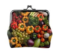 Variété de légumes frais fruits imprimé femmes Kiss Lock Coin Pouch Mini portefeuille pour cartes et rouge à lèvres, sac à main compact souple