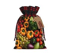 Variété de légumes frais fruits sac robuste avec cordon de serrage 21,1 x 30 cm sac cadeau tendance et pratique pour les nécessités quotidiennes 1 pièce