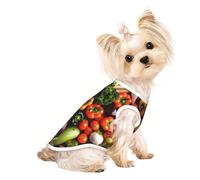 Variété légumes frais fruits imprimé chien chemise légère, été frais respirant chien t-shirts, animaux de compagnie vêtements extensibles sans manches