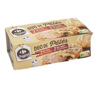 Variez les plaisirs avec ce duo de pâtés au foie et au lapin - CARREFOUR ORIGINAL, boîte de 4x80g, porc origine France - Lot de 3