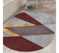 VARIKASHOM Grand Ovale Tapis Maison Décorations, Intérieure Salon Chambre, Extérieure Balcon, Décoration d'intérieur Moderne au Design géométrique Gris, Or et Jaune, Rouge, 160 x 200 cm