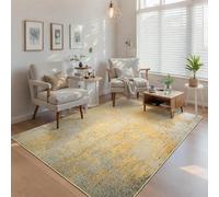 VARIKASHOM Grand Tapis Lavable Antidérapant pour Chambre, Salon, Bureau, Salle a Manger,Motifs Abstraits Modernes Beige, Jaune, Gris, Orange, 200 x 240 cm