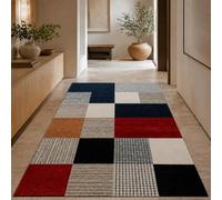 VARIKASHOM Grand Tapis Salon, 200 x 250 cm, Motifs géométriques Modernes Bleu Marine Blanc Beige Rouge Noir Taupe., Tapis de décoration Bureau à Domicile, Grand Chambre,