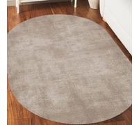 VARIKASHOM Ovale Tapis de Salon Grand Chambre Design Moderne Poil Court Doux, Facile d'entretien,Décoration de Sol en Bois Moderne aux Motifs Abstraits de Couleur Neutre, Marron, 160 x 180 cm